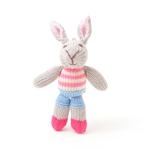 Rabbit in Stripe Top and Blue Shorts Soft Toy