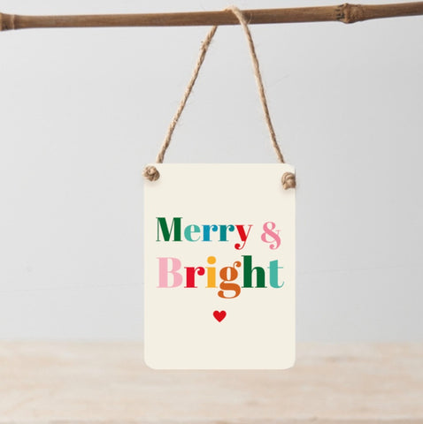 Merry & Bright Mini Metal Hanging Decoration