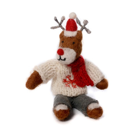 Rudolph in a Jumper Felt Decoration