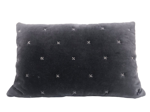 Criss Cross Velvet Cushion Dark Grey