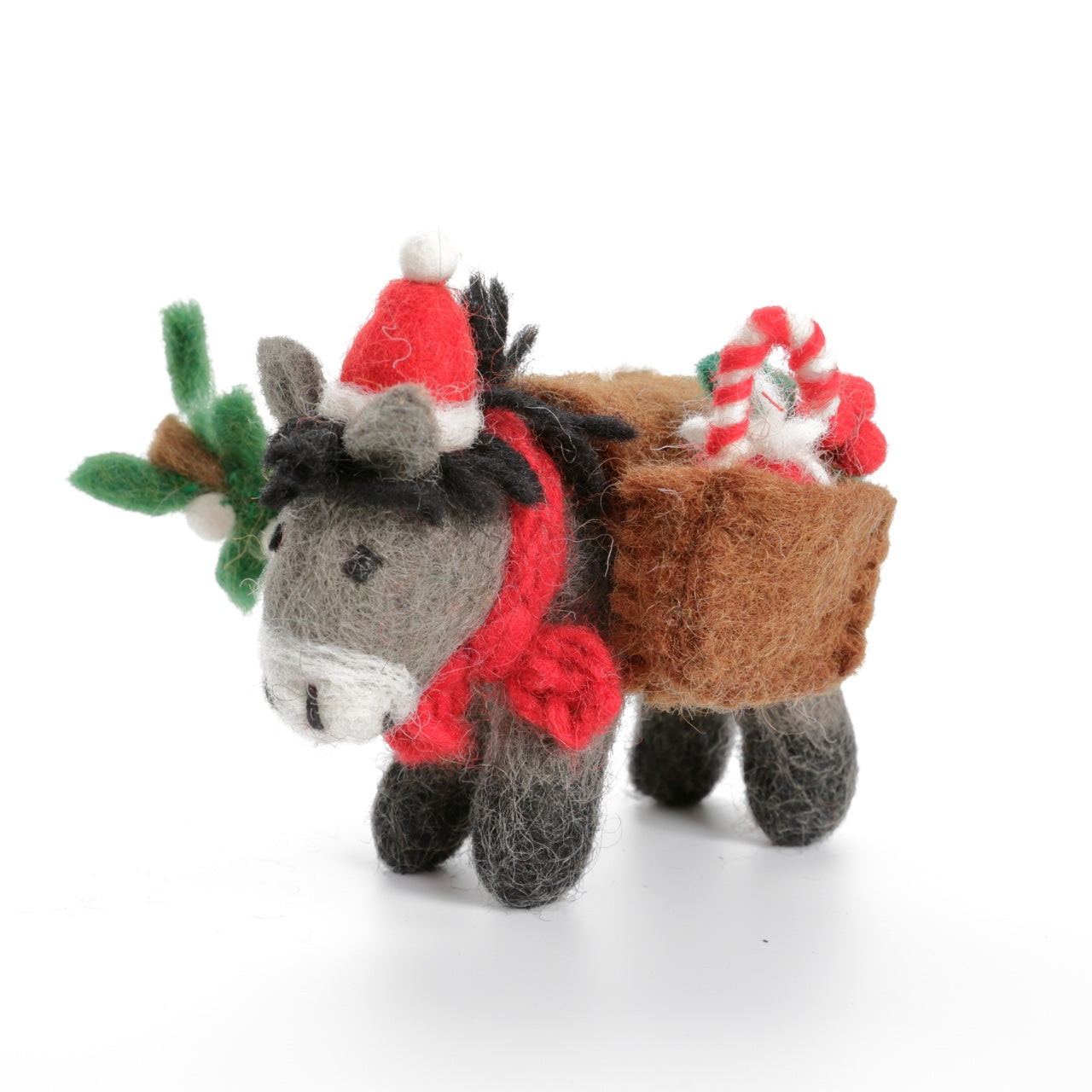 Donkey with Christmas Panniers Felt Decoration