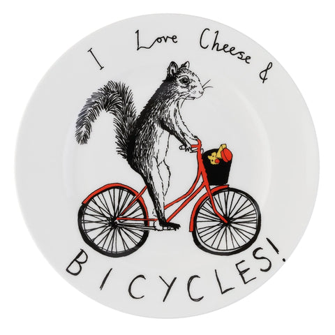 'I Love Cheese & Bicycles' Side Plate