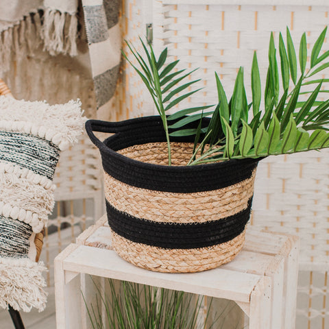 Black Rope and Seagrass Basket