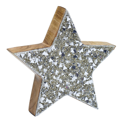 Glitter Star Wooden Decoration Large