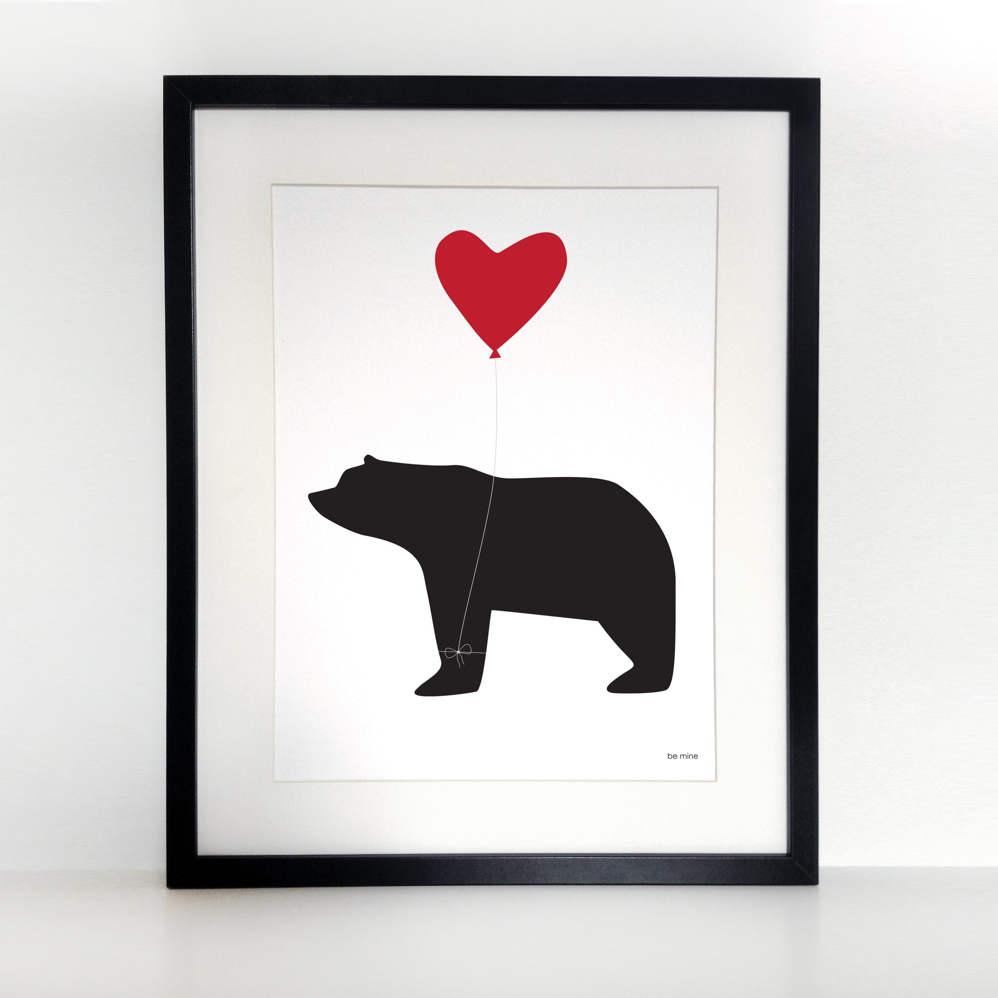 Be Mine Bear And Balloon Print - Framed