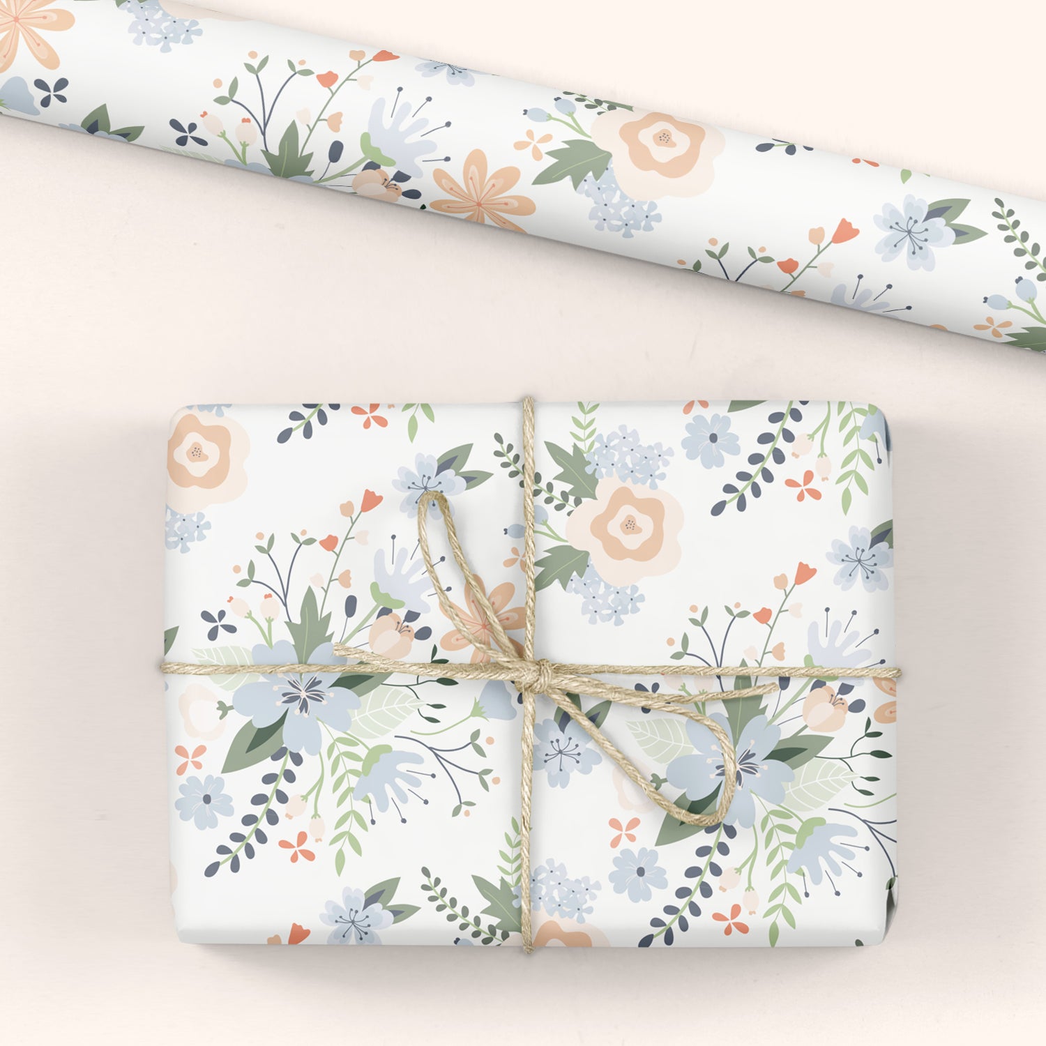 Floral Gift Wrap White