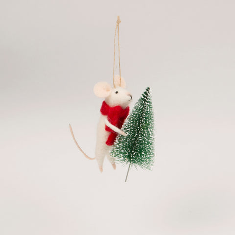 Mouse with Tree Hanging Felt Decoration